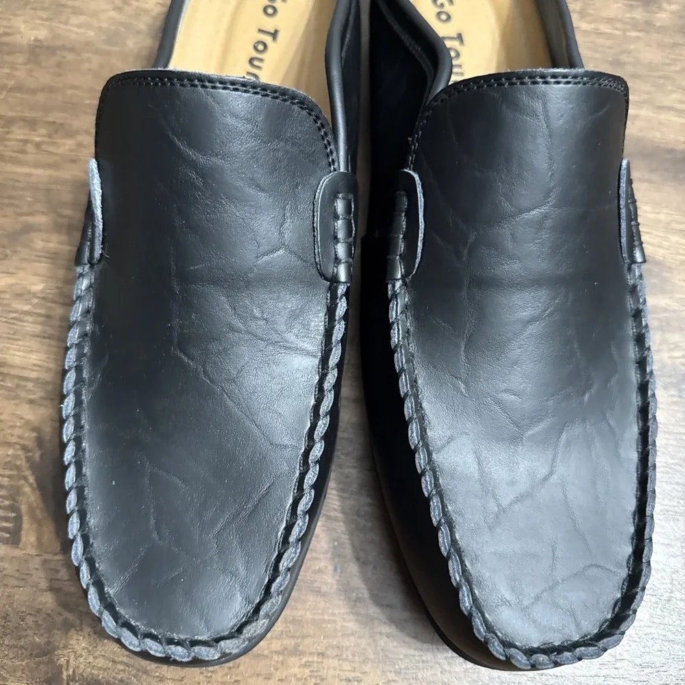 GO TOUR Men's Leather Slip-on Loafer Mule Casual Comfort Walking Shoes 11M Black